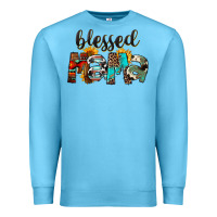 Ocean Blue Blessed Mama Premium Sweatshirt - FaDigitalArtStudio