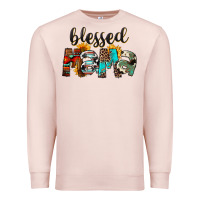 Pale Pink Blessed Mama Premium Sweatshirt - FaDigitalArtStudio