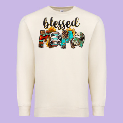 Blessed Mama Premium Sweatshirt Designed By Fadigitalartstudio