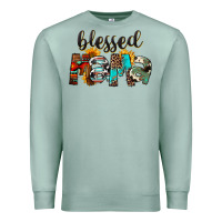 Seafoam Blessed Mama Premium Sweatshirt - FaDigitalArtStudio