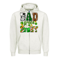 Oatmeal Heather St. Patrick's Bad green boozy Zipper Hoodie - OliviaCreatesArt