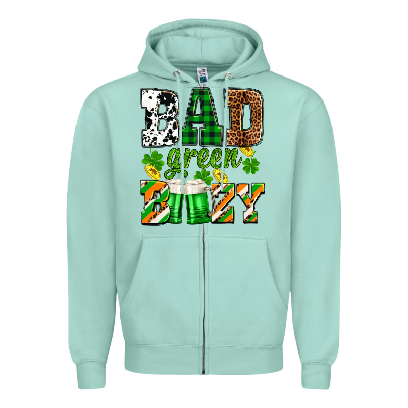 St. Patrick's Bad Green Boozy Zipper Hoodie by OliviaCreatesArt | Teevron