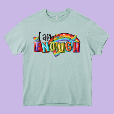 I Am Enough Lgbt Heavy Core Tee Designed By Maliassmallbusiness