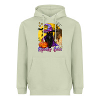 Matcha spooky babe black witch cat Heavyweight Hoodie - BundleAndBundleShop