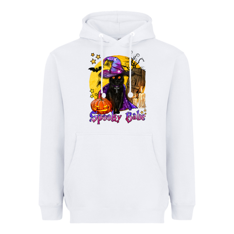 Spooky Babe Black Witch Cat Heavyweight Hoodie by BundleAndBundleShop | Teevron