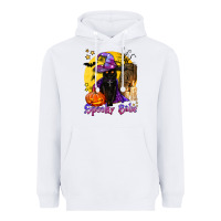 White spooky babe black witch cat Heavyweight Hoodie - BundleAndBundleShop