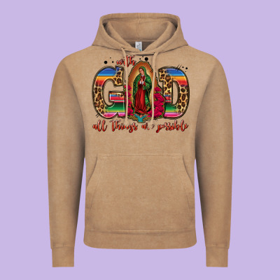 With God All Things Are Possible Lady Of Guadalupe Vintage Hoodie Designed By Jasminsmagicworld