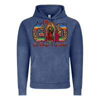 Vintage Denim with god all things are possible lady of guadalupe Vintage Hoodie - Jasminsmagicworld