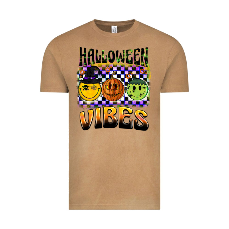 Halloween Vibes Smiley Face Vintage Tee by BarkalooDesign | Teevron