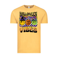 Vintage Mustard halloween vibes smiley face Vintage Tee - BarkalooDesign