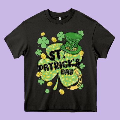 St. Patrick's Day Shamrock Heavy Core Tee Designed By Maliassmallbusiness