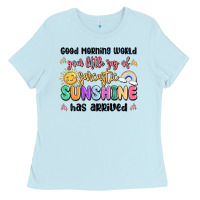 Baby Blue good morning world your little ray of sarcastic Ladies Tee - MaliasSmallBusiness