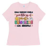 Bubblegum Pink good morning world your little ray of sarcastic Ladies Tee - MaliasSmallBusiness