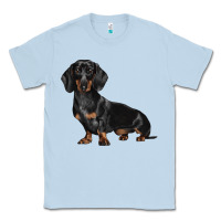 Dusty Blue Dachshund Dog Illustrations Classic Tee - LillyAllenDesigns