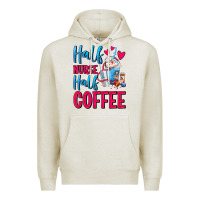 Oatmeal Heather Half Nurse Half Coffee Premium Hoodie - FaDigitalArtStudio