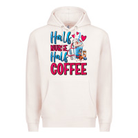 Pale Pink Half Nurse Half Coffee Premium Hoodie - FaDigitalArtStudio