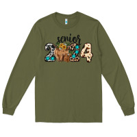 Army Green Western Senior 2024 cow Long Sleeve Tee - RanaPortraitStore
