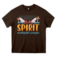 Chocolate Brown holy spirit wonderful counselor Heavy Core Tee - MaliasSmallBusiness