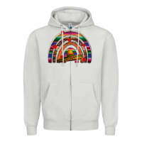 Dove Grey Mexico rainbow Zipper Hoodie - FaDigitalArtStudio