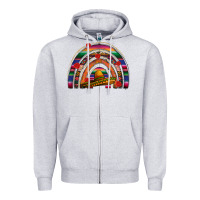Heather Grey Mexico rainbow Zipper Hoodie - FaDigitalArtStudio