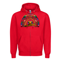 Red Mexico rainbow Zipper Hoodie - FaDigitalArtStudio