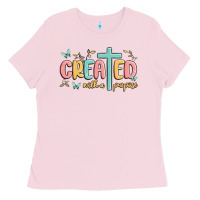 Bubblegum Pink created with a purpose Ladies Tee - MaliasSmallBusiness