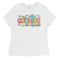 White created with a purpose Ladies Tee - MaliasSmallBusiness