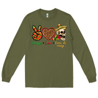 Army Green Peace Love Cinco De Mayo Long Sleeve Tee - texasbilliewilder
