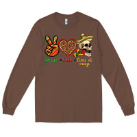 Chestnut Peace Love Cinco De Mayo Long Sleeve Tee - texasbilliewilder