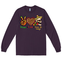 Plum Peace Love Cinco De Mayo Long Sleeve Tee - texasbilliewilder