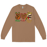 Toasted Coconut Peace Love Cinco De Mayo Long Sleeve Tee - texasbilliewilder
