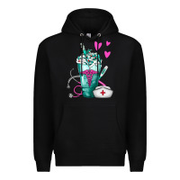 Black Nurse Frappe Premium Hoodie - FaDigitalArtStudio