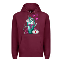 Burgundy Nurse Frappe Premium Hoodie - FaDigitalArtStudio