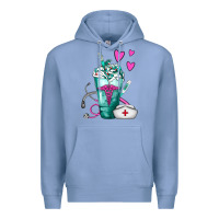 Colony Blue Nurse Frappe Premium Hoodie - FaDigitalArtStudio