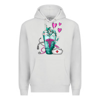 Dove Grey Nurse Frappe Premium Hoodie - FaDigitalArtStudio