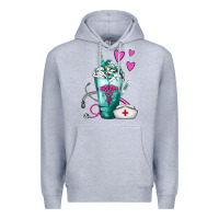 Heather Grey Nurse Frappe Premium Hoodie - FaDigitalArtStudio