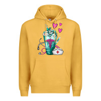 Mustard Nurse Frappe Premium Hoodie - FaDigitalArtStudio