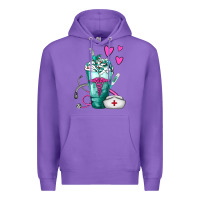 Purple Nurse Frappe Premium Hoodie - FaDigitalArtStudio