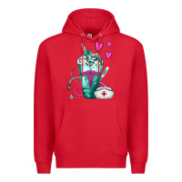 Red Nurse Frappe Premium Hoodie - FaDigitalArtStudio