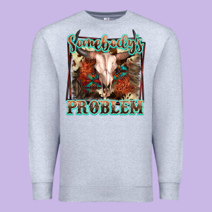 Somebody's Problem Bull Skull Premium Sweatshirt Designed By Fadigitalartstudio