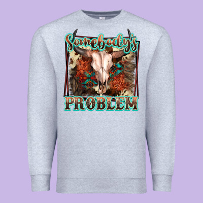 Somebody's Problem Bull Skull Premium Sweatshirt Designed By Fadigitalartstudio