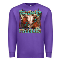 Purple Somebody's Problem Bull Skull Premium Sweatshirt - FaDigitalArtStudio