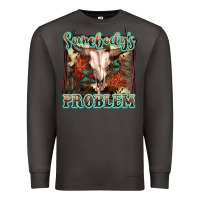 Smoke Somebody's Problem Bull Skull Premium Sweatshirt - FaDigitalArtStudio