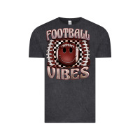 Vintage Black football vibes smiley face Vintage Tee - BarkalooDesign