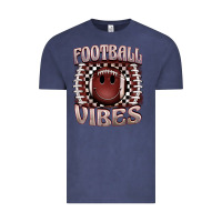 Vintage Denim football vibes smiley face Vintage Tee - BarkalooDesign