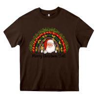 Chocolate Brown merry christmas y'all santa rainbow Heavy Core Tee - AdoDesignShop