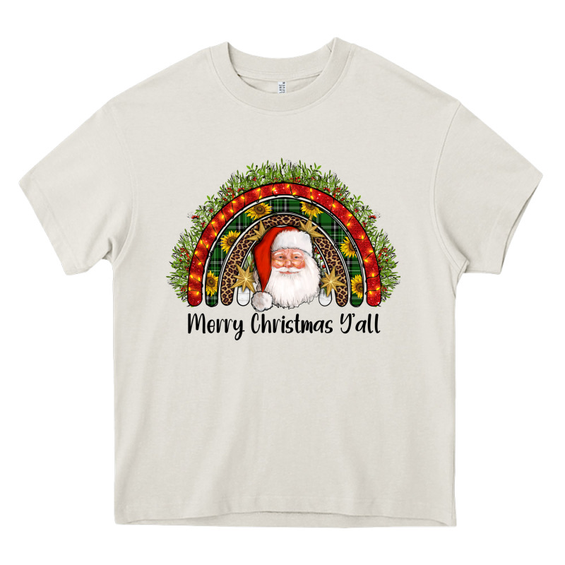 Merry Christmas Y'all Santa Rainbow Heavy Core Tee by AdoDesignShop | Teevron