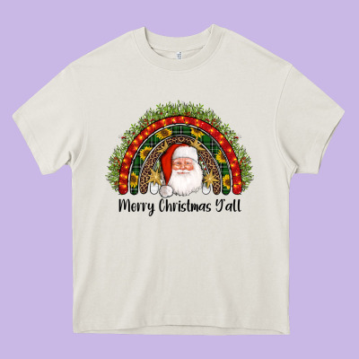 Merry Christmas Y'all Santa Rainbow Heavy Core Tee Designed By Adodesignshop