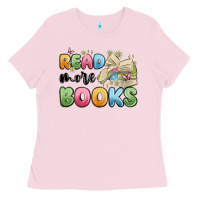 Bubblegum Pink read more books Ladies Tee - MaliasSmallBusiness