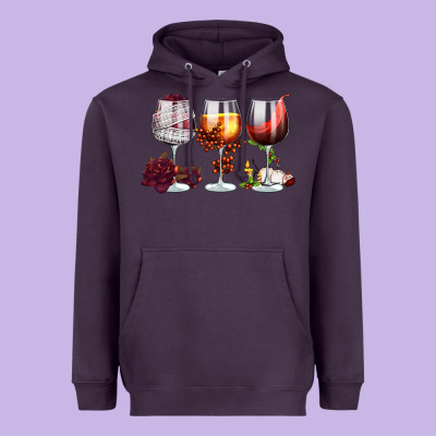 Hallothanksmas Halloween Thanksgiving  Christmas Wine Heavyweight Hoodie Designed By Fadigitalartstudio